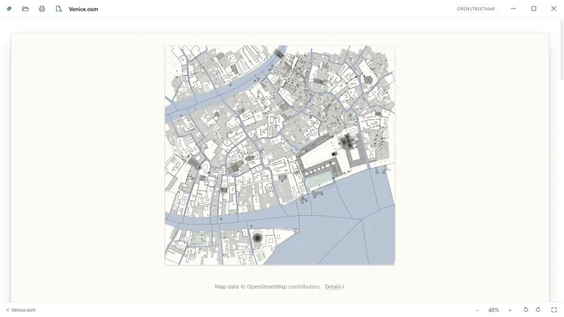 A map of Venice from OpenStreetMap data.